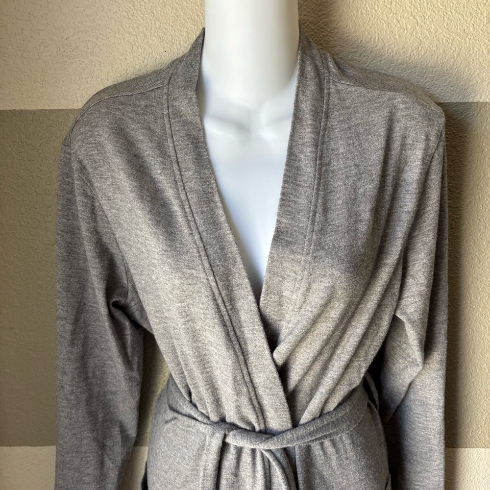 78 & Sunny Women’s Small Shoreline Hacci Robe Grey Super Soft Pockets Tie Belt - Picture 3 of 8